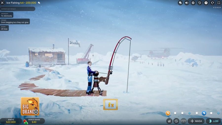 Стол Ice Fishing в live-казино Мостбет с чатом игроков